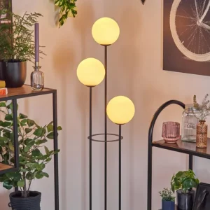 hofstein Gastor Lampadaire Noir, 3 lumières* Lampes En Verre