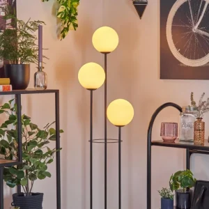 hofstein Gastor Lampadaire Noir, 3 lumières* Lampes En Verre