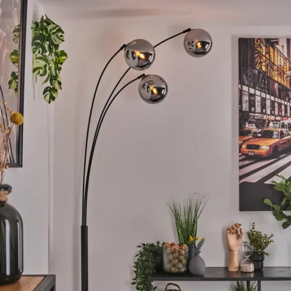 hofstein Gastor Lampadaire Noir, 3 lumières* Lampes En Verre