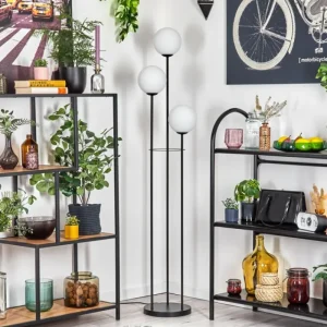 hofstein Gastor Lampadaire Noir, 3 lumières* Lampes En Verre