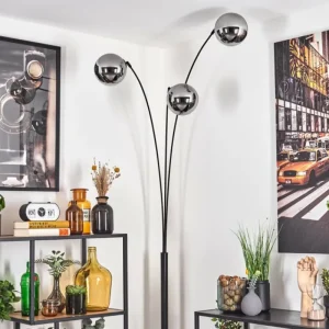 hofstein Gastor Lampadaire Noir, 3 lumières* Lampes En Verre