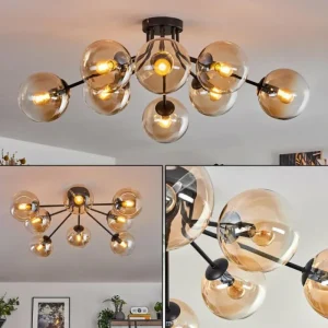 hofstein Gastor Plafonnier 87 cm Ambre, Clair, 8 lumières* Lampes En Verre