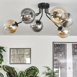 hofstein Gastor Plafonnier 74 cm Ambre, Clair, Fumé, 6 lumières* Lampes Modernes