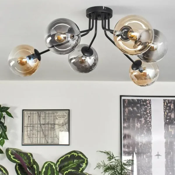 hofstein Gastor Plafonnier 74 cm Ambre, Clair, Fumé, 6 lumières* Lampes Modernes