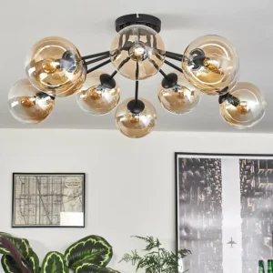 hofstein Gastor Plafonnier 83 cm Ambre, Clair, 10 lumières* Lampes En Verre