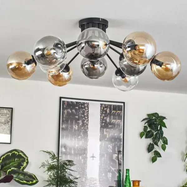 hofstein Gastor Plafonnier 91 cm Ambre, Clair, Fumé, 12 lumières* Lampes Modernes