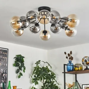 hofstein Gastor Plafonnier 91 cm Ambre, Clair, Fumé, 12 lumières* Lampes Modernes