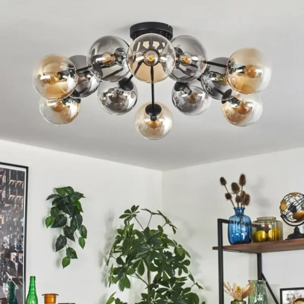 hofstein Gastor Plafonnier 91 cm Ambre, Clair, Fumé, 12 lumières* Lampes Modernes