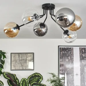 hofstein Gastor Plafonnier 74 cm Ambre, Clair, Fumé, 6 lumières* Lampes Modernes