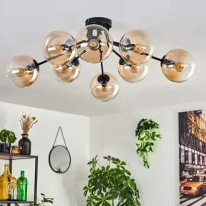 hofstein Gastor Plafonnier 87 cm Ambre, Clair, 8 lumières* Lampes En Verre