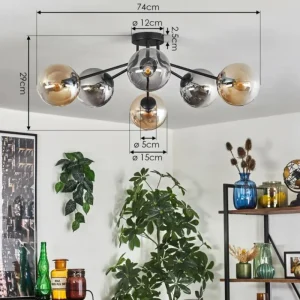 hofstein Gastor Plafonnier 74 cm Ambre, Clair, Fumé, 6 lumières* Lampes Modernes