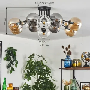 hofstein Gastor Plafonnier 91 cm Ambre, Clair, Fumé, 12 lumières* Lampes Modernes