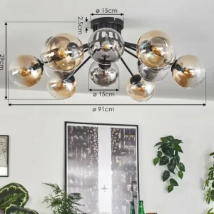 hofstein Gastor Plafonnier 91 cm Ambre, Clair, Fumé, 12 lumières* Lampes Modernes