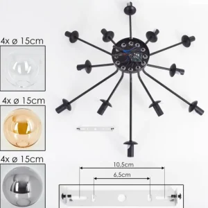 hofstein Gastor Plafonnier 91 cm Ambre, Clair, Fumé, 12 lumières* Lampes Modernes