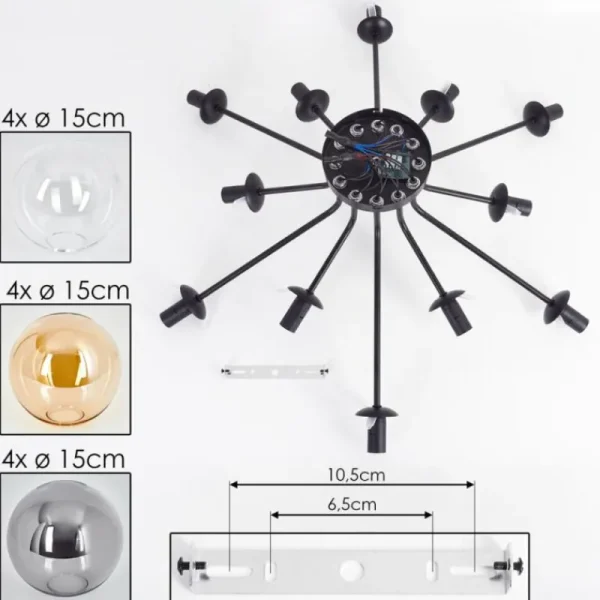 hofstein Gastor Plafonnier 91 cm Ambre, Clair, Fumé, 12 lumières* Lampes Modernes