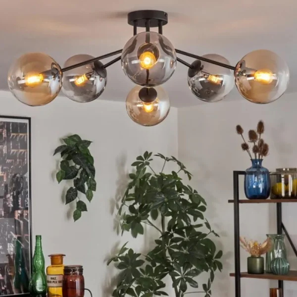 hofstein Gastor Plafonnier 74 cm Ambre, Clair, Fumé, 6 lumières* Lampes Modernes