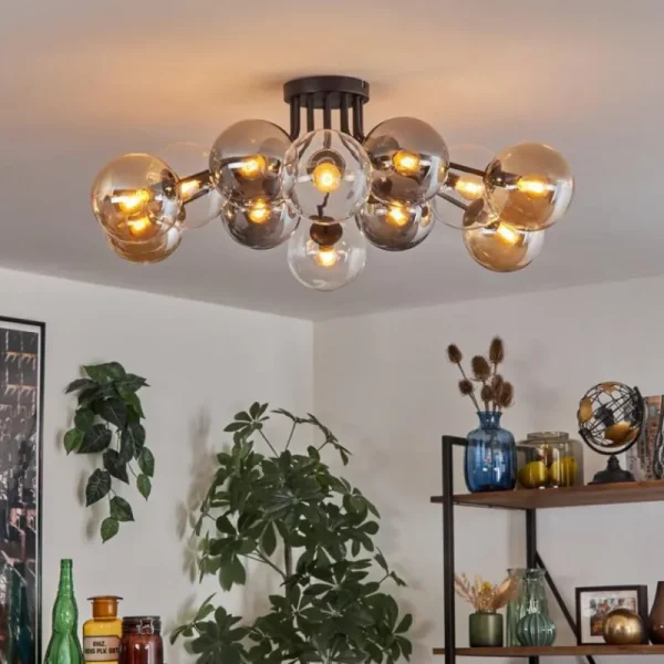 hofstein Gastor Plafonnier 91 cm Ambre, Clair, Fumé, 12 lumières* Lampes Modernes