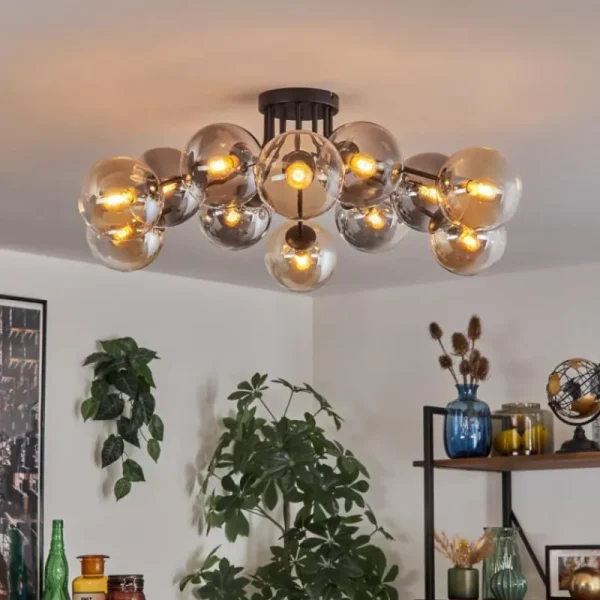 hofstein Gastor Plafonnier 91 cm Ambre, Clair, Fumé, 12 lumières* Lampes Modernes