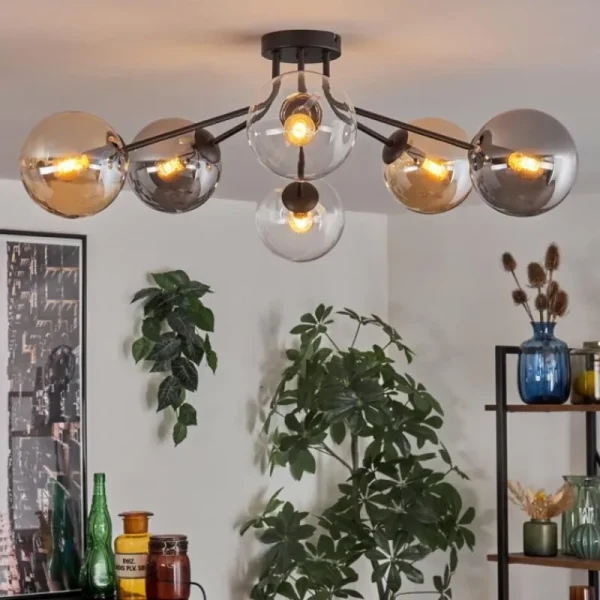 hofstein Gastor Plafonnier 74 cm Ambre, Clair, Fumé, 6 lumières* Lampes Modernes