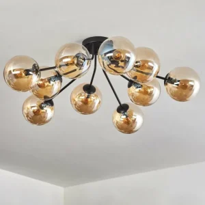 hofstein Gastor Plafonnier 83 cm Ambre, 10 lumières* Lampes En Verre