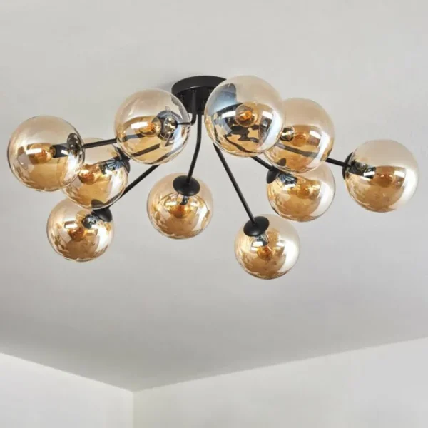 hofstein Gastor Plafonnier 83 cm Ambre, 10 lumières* Lampes En Verre