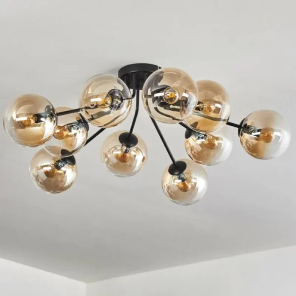 hofstein Gastor Plafonnier 83 cm Ambre, Clair, 10 lumières* Lampes En Verre