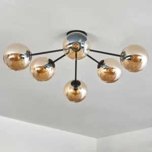 hofstein Gastor Plafonnier 74 cm Ambre, Clair, 6 lumières* Lampes En Verre