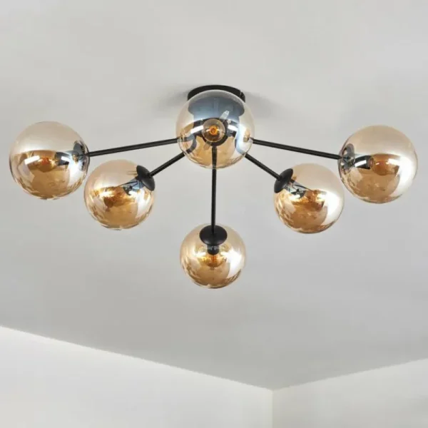 hofstein Gastor Plafonnier 74 cm Ambre, Clair, 6 lumières* Lampes En Verre