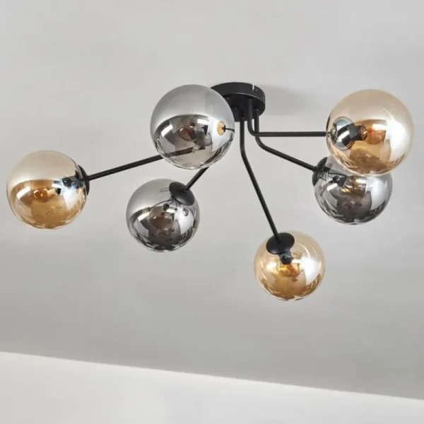 hofstein Gastor Plafonnier 74 cm Ambre, Fumé, 6 lumières* Lampes Modernes
