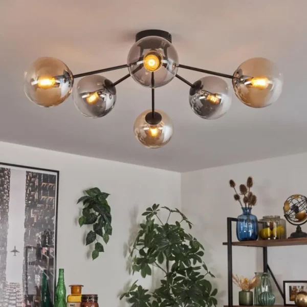 hofstein Gastor Plafonnier 74 cm Ambre, Clair, Fumé, 6 lumières* Lampes Modernes