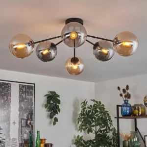 hofstein Gastor Plafonnier 74 cm Ambre, Fumé, 6 lumières* Lampes Modernes