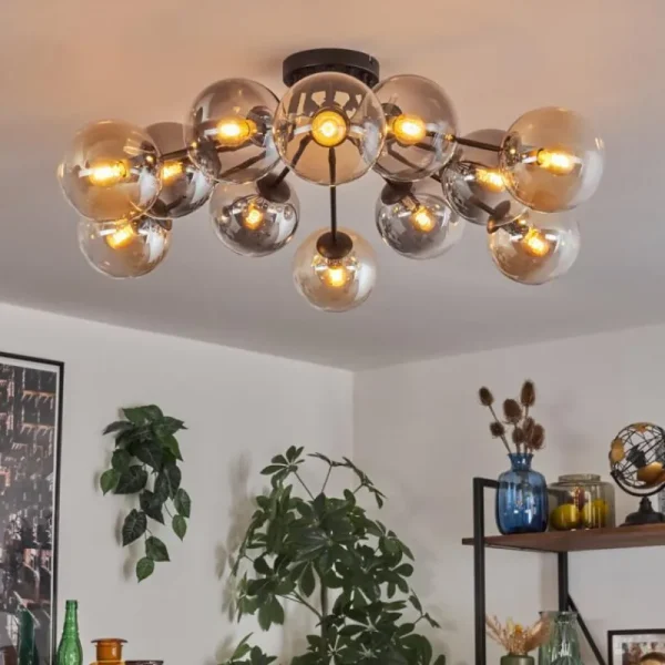hofstein Gastor Plafonnier 91 cm Ambre, Clair, Fumé, 12 lumières* Lampes Modernes