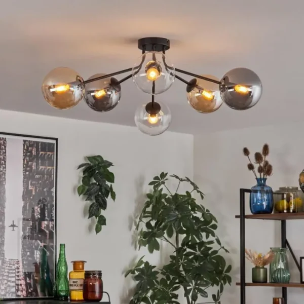 hofstein Gastor Plafonnier 74 cm Ambre, Clair, Fumé, 6 lumières* Lampes Modernes