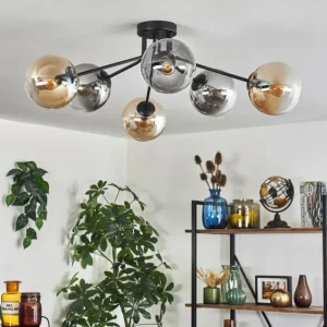 hofstein Gastor Plafonnier 74 cm Ambre, Clair, Fumé, 6 lumières* Lampes Modernes