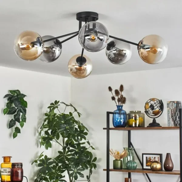 hofstein Gastor Plafonnier 74 cm Ambre, Clair, Fumé, 6 lumières* Lampes Modernes