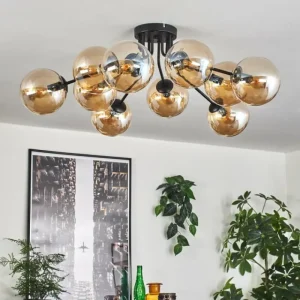 hofstein Gastor Plafonnier 83 cm Ambre, 10 lumières* Lampes En Verre