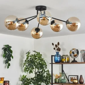 hofstein Gastor Plafonnier 74 cm Ambre, Clair, 6 lumières* Lampes En Verre