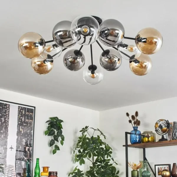 hofstein Gastor Plafonnier 91 cm Ambre, Clair, Fumé, 12 lumières* Lampes Modernes