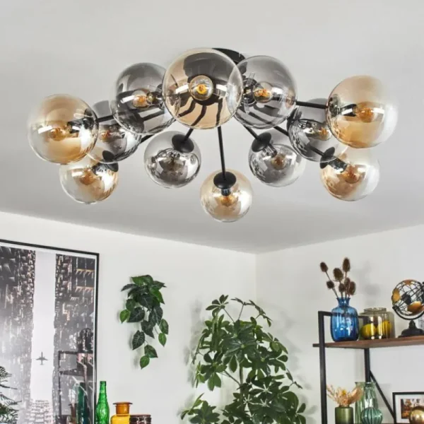hofstein Gastor Plafonnier 91 cm Ambre, Clair, Fumé, 12 lumières* Lampes Modernes