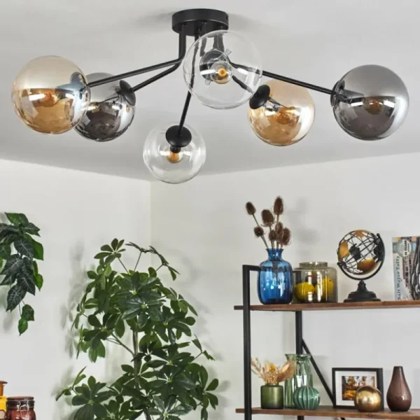 hofstein Gastor Plafonnier 74 cm Ambre, Clair, Fumé, 6 lumières* Lampes Modernes