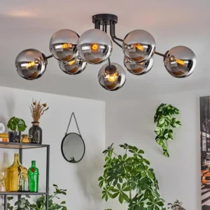 hofstein Gastor Plafonnier 87 cm Chrome, 8 lumières* Lampes En Verre