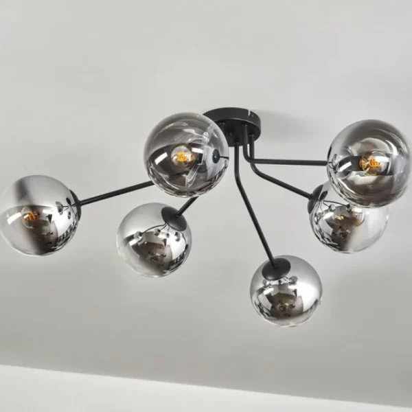 hofstein Gastor Plafonnier 74 cm Chrome, Clair, Fumé, 6 lumières* Lampes Modernes