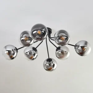 hofstein Gastor Plafonnier 87 cm Chrome, Clair, 8 lumières* Lampes En Verre