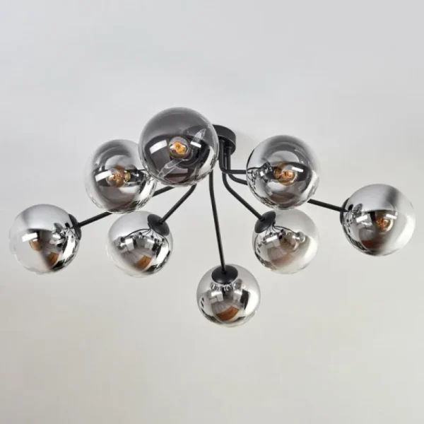 hofstein Gastor Plafonnier 87 cm Chrome, Clair, 8 lumières* Lampes En Verre