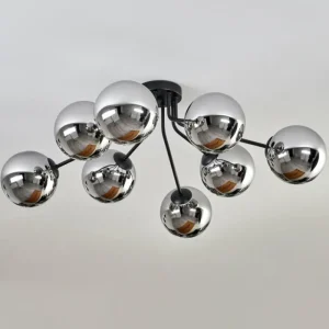hofstein Gastor Plafonnier 87 cm Chrome, 8 lumières* Lampes En Verre