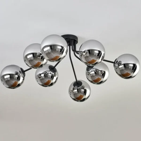 hofstein Gastor Plafonnier 87 cm Chrome, 8 lumières* Lampes En Verre