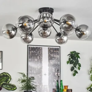 hofstein Gastor Plafonnier 91 cm Clair, Fumé, 12 lumières* Lampes Modernes