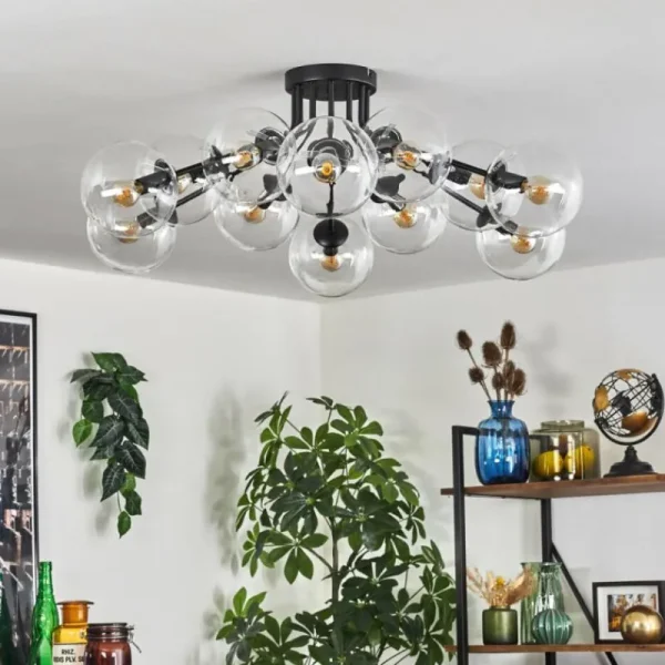 hofstein Gastor Plafonnier 91 cm Clair, 12 lumières* Lampes En Verre