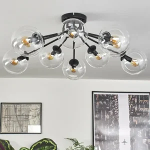 hofstein Gastor Plafonnier 83 cm Clair, 10 lumières* Lampes En Verre