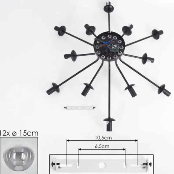 hofstein Gastor Plafonnier 91 cm Clair, Fumé, 12 lumières* Lampes Modernes